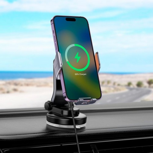 Держатель Hoco Transparent Discovery Edition wireless fast charging car holder (center console) HW8 |15W|