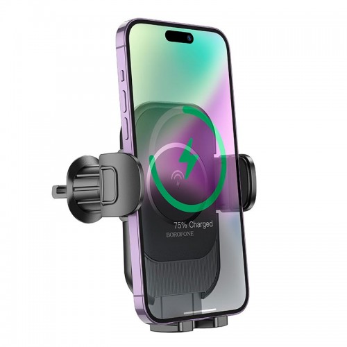 Тримач Borofone Blue Charm wireless fast charging Car holder (air outlet) BH204 |15W, 4.5-7"| black