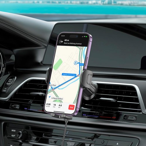 Тримач Borofone Blue Charm wireless fast charging Car holder (air outlet) BH204 |15W, 4.5-7"| black