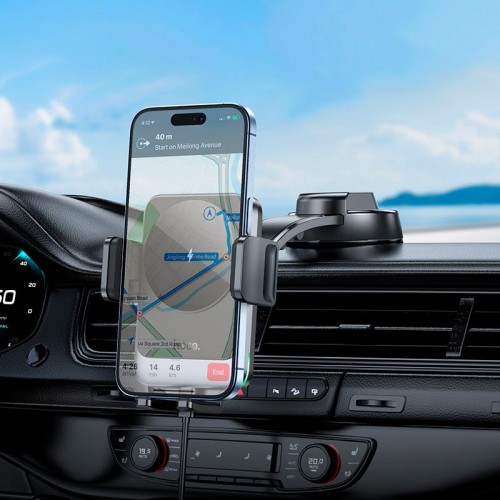 Тримач HOCO Speed wireless fast charging Car holder HW14 (center console) |15W, 4.5-7"| black