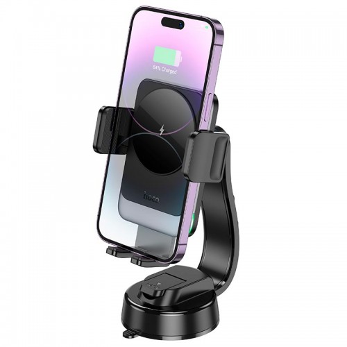 Тримач HOCO Speed wireless fast charging Car holder HW14 (center console) |15W, 4.5-7"| black