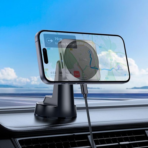 Тримач HOCO Speed magnetic wireless fast charging Car holder HW16 (center console) |15W, 4.5-7"| black