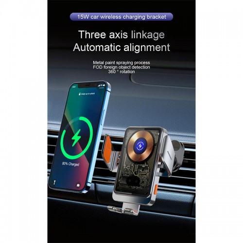 Держатель Auto open-close Transparent Wireless Charger T11 |15W|