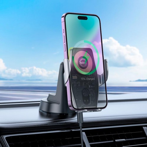 Держатель HOCO Traveler infrared RGB wireless fast charging car holder (center console) HW27 |15W|