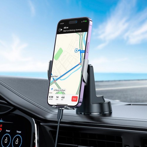 Держатель HOCO Traveler infrared RGB wireless fast charging car holder (center console) HW27 |15W|