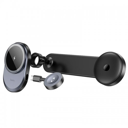 Тримач HOCO Excelso 2-in-1 wireless fast charging Car holder HW28 (center console) |15W, 4.5-7"| black-grey