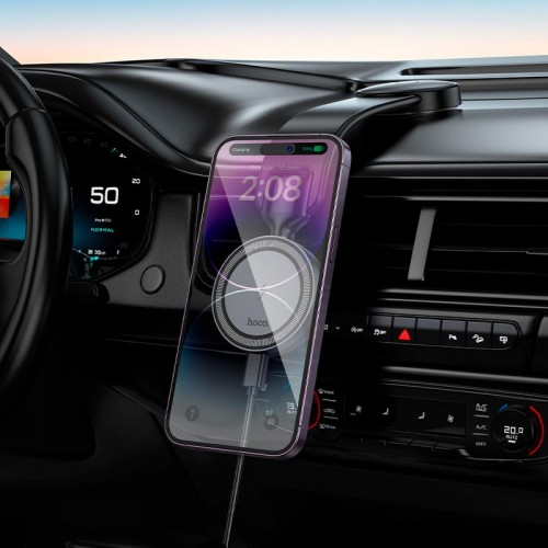 Держатель HOCO Totem ring magnetic wireless fast charging car holder HW29 (center console) |4.5-7", 15W|