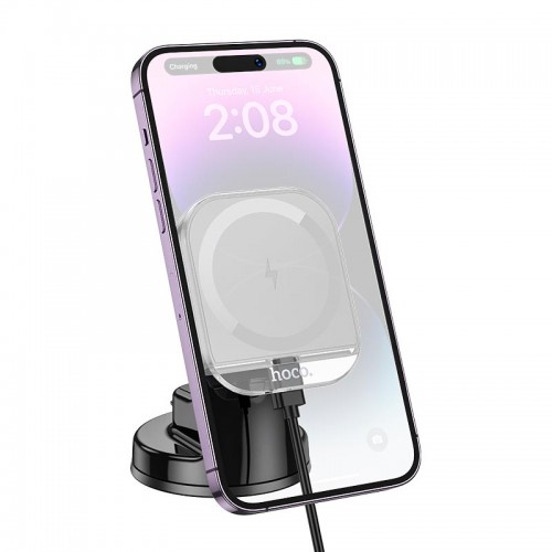 Держатель HOCO Crystal magnetic wireless fast charging car holder HW18 (center console) |15W|