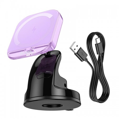 Держатель HOCO Crystal magnetic wireless fast charging car holder HW18 (center console) |15W|