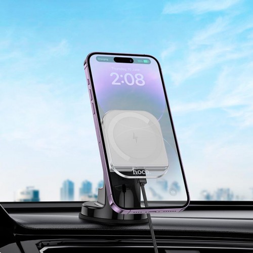 Держатель HOCO Crystal magnetic wireless fast charging car holder HW18 (center console) |15W|