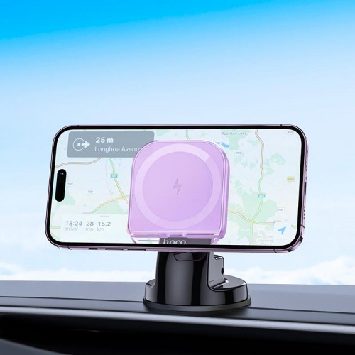 Держатель HOCO Crystal magnetic wireless fast charging car holder HW18 (center console) |15W|