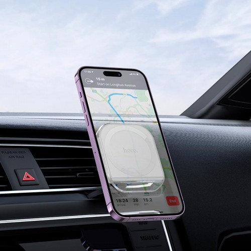 Утримувач HOCO Crystal ring magnetic car holder H42 (air outlet) white