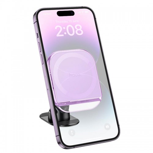 Утримувач HOCO Crystal ring magnetic car holder H43 (center console) grey
