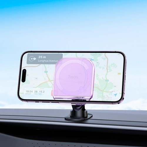 Утримувач HOCO Crystal ring magnetic car holder H43 (center console) grey