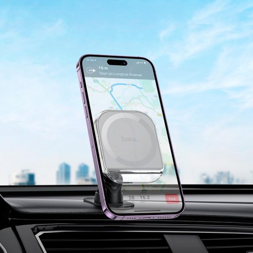 Утримувач HOCO Crystal ring magnetic car holder H43 (center console) white