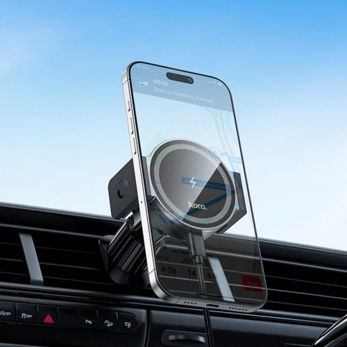 Утримувач HOCO Power electric magnetic wireless fast charging car holder (air outlet) HW35 |15W| black