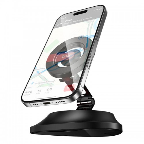 Утримувач HOCO Tower folding ring magnetic car holder (dashboard) H90 |4.5-7"| black-red