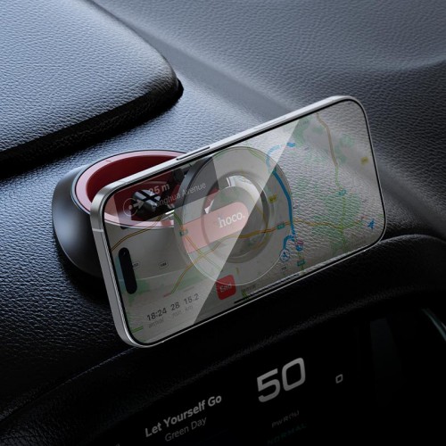 Утримувач HOCO Tower folding ring magnetic car holder (dashboard) H90 |4.5-7"| black-red