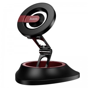 Утримувач HOCO Tower folding ring magnetic car holder (dashboard) H90 |4.5-7"| black-red