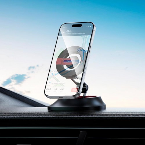 Утримувач HOCO Tower folding ring magnetic car holder (dashboard) H90 |4.5-7"| black-red