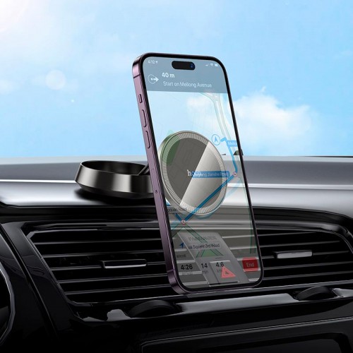 Утримувач HOCO Metal ring magnetic car holder (center console) H83 |4.5-7"| grey