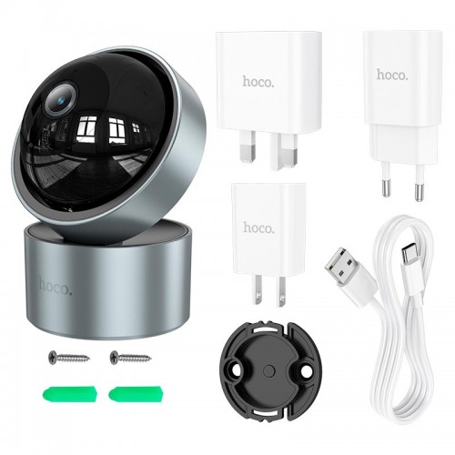 Камера відеоспостереження Hoco Indoor PTZ HD cameray gray D5 |3MP, FHD, IP54, Infrared| grey