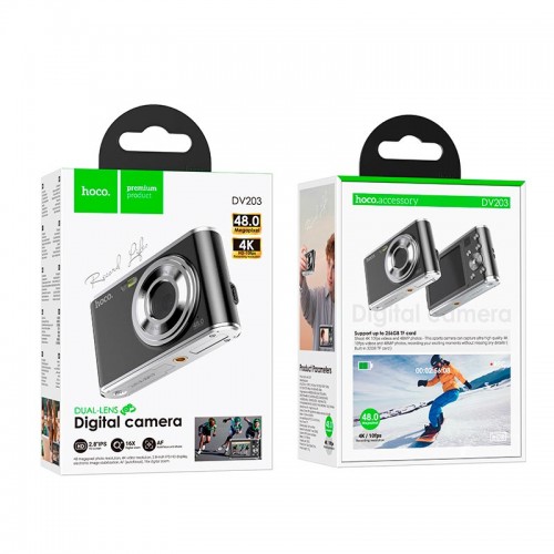 Фотокамера HOCO Dual-Lens digital camera DV203 |48MP, 30fps/1920p, 2.8" IPS HD| white