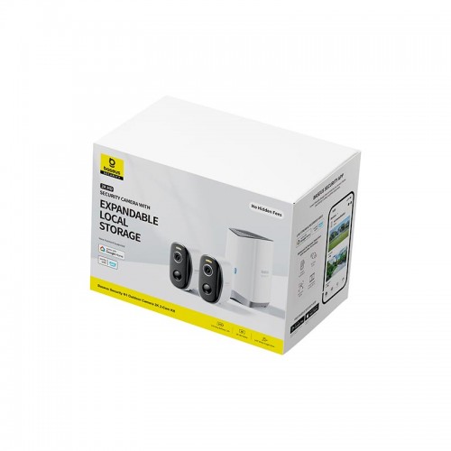 Камера відеоспостереження Baseus Security N1 Outdoor Camera 2k 2-cam Kit |145°, 16Gb eMMC (16TB Max), Color Night vision, IP67| white