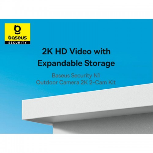 Камера відеоспостереження Baseus Security N1 Outdoor Camera 2k 2-cam Kit |145°, 16Gb eMMC (16TB Max), Color Night vision, IP67| white