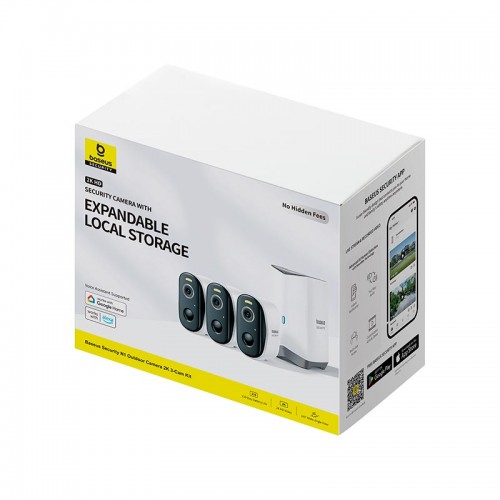 Камера відеоспостереження Baseus Security N1 Outdoor Camera 2k 3-Cam Kit |145°, 16Gb eMMC (16TB Max), Color Night vision, IP67| white