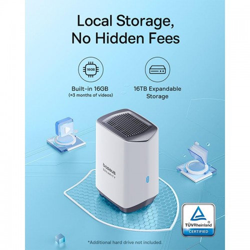 Камера відеоспостереження Baseus Security N1 Outdoor Camera 2k 3-Cam Kit |145°, 16Gb eMMC (16TB Max), Color Night vision, IP67| white