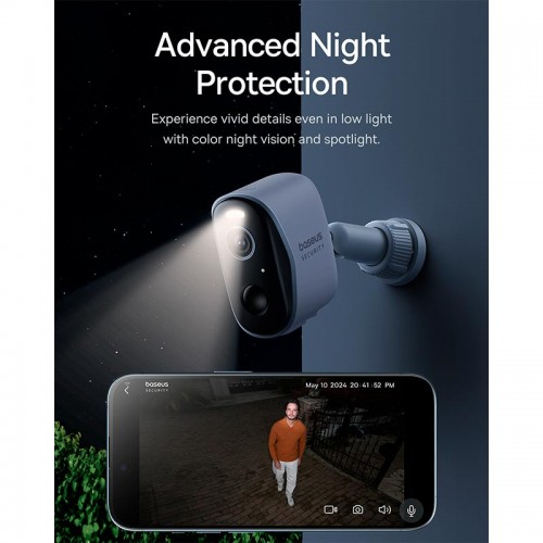 Камера відеоспостереження Baseus Security N1 Plus Outdoor Camera 2k |145°, 16Gb eMMC (16TB Max), Color Night vision, IP67| white