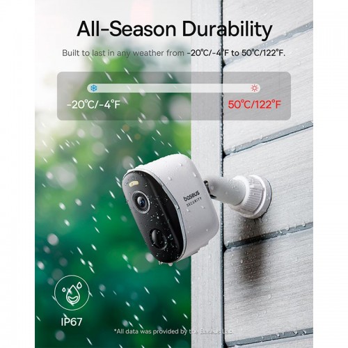 Камера відеоспостереження Baseus Security N1 Plus Outdoor Camera 2k |145°, 16Gb eMMC (16TB Max), Color Night vision, IP67| white