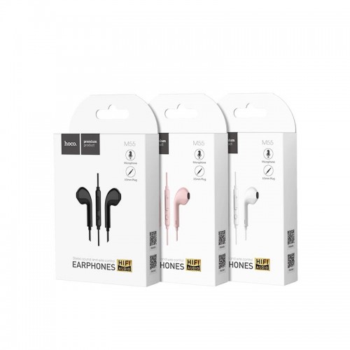Наушники HOCO Memory sound wire with mic M55 pink