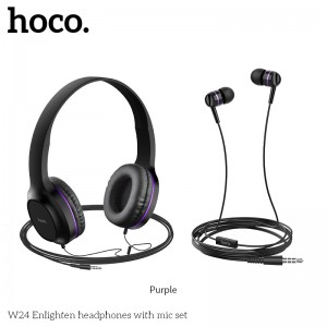 Пара навушників Накладні і вставні HOCO Enlighten W24 black-purple