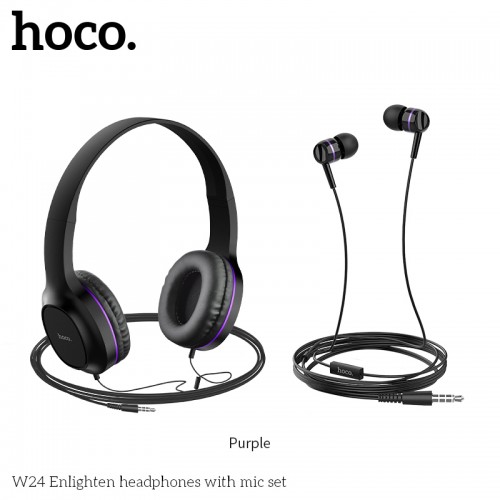 Пара навушників Накладні і вставні HOCO Enlighten W24 black-purple