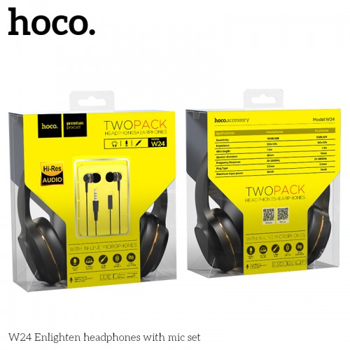 Пара навушників Накладні і вставні HOCO Enlighten W24 black-purple