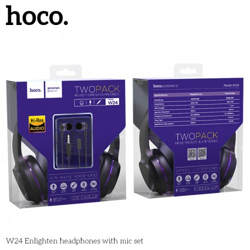 Пара навушників Накладні і вставні HOCO Enlighten W24 black-red