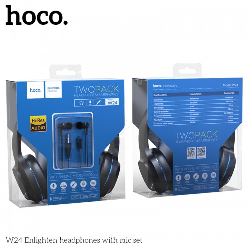 Пара навушників Накладні і вставні HOCO Enlighten W24 black-red