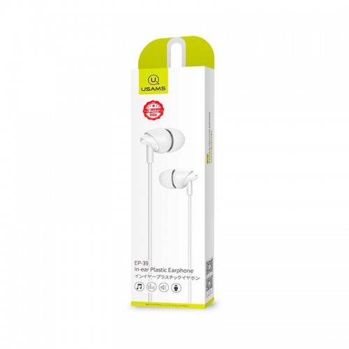 Навушники USAMS In-ear Plastic EP-39 |1.2m| white