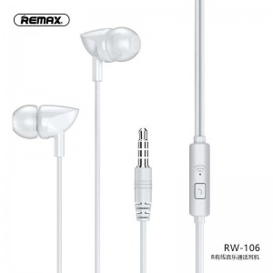 Навушники REMAX with Mic Wired Earphone RW-106 HD Mic white