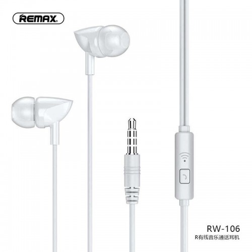 Навушники REMAX with Mic Wired Earphone RW-106 HD Mic white