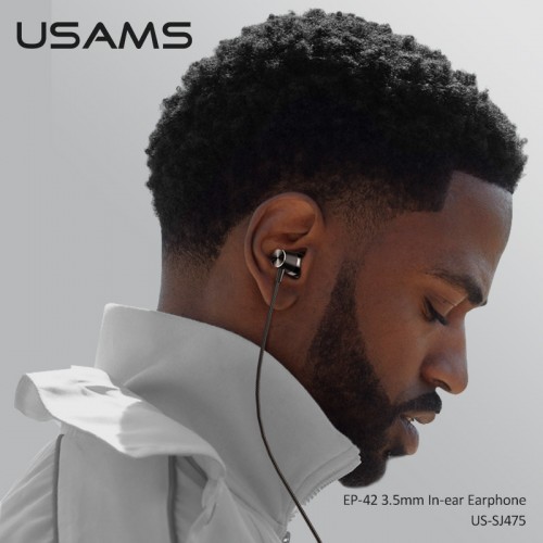 Навушники USAMS 3.5 mm In-ear Earphone 1.2 m EP-42 US-SJ475 black