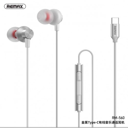 Наушники REMAX Type-C Metal Wired Earphone RM-560 silver