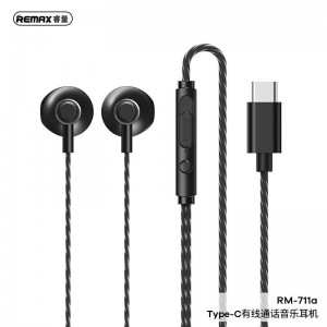 Навушники REMAX TYPE-C Wired Earphone for Music & Call RM-711a black