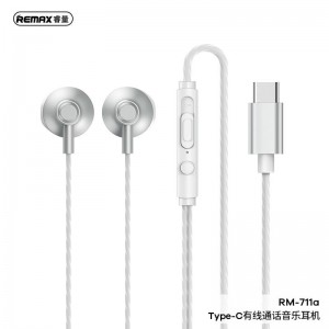 Навушники REMAX TYPE-C Wired Earphone for Music & Call RM-711a silver