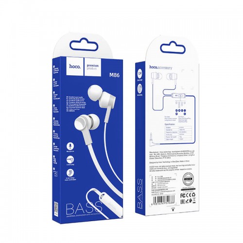 Навушники HOCO Oceanic universal earphones with mic M86 green