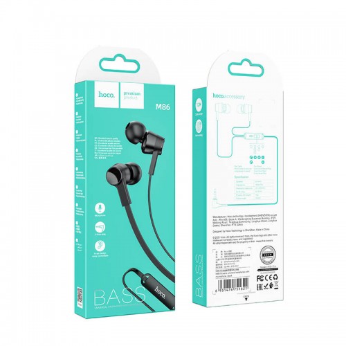 Навушники HOCO Oceanic universal earphones with mic M86 green