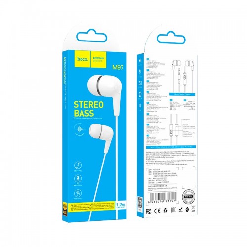 Навушники HOCO Enjoy universal earphones with mic M97 black