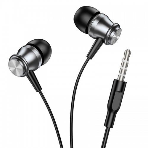 Наушники BOROFONE Platinum metal universal earphones with microphone BM75 |1.2m, Hi-Fi| grey